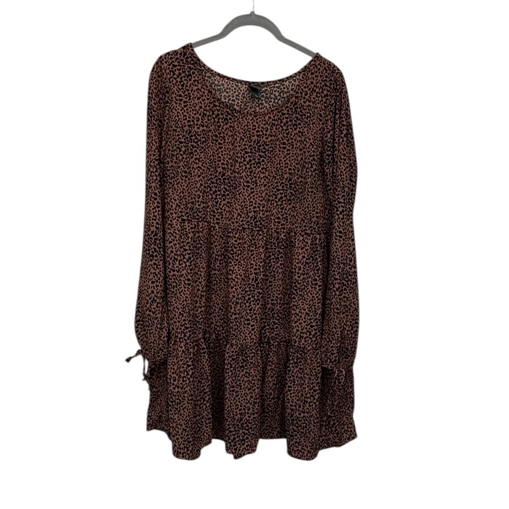 Wild Fable Leopard Print Long Sleeve Dress Medium - Picture 3 of 9